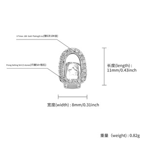 Grillz dentaire style punk, plaqué or, en laiton, avec fenêtre ouverte, serti de zircone cubique, pour une seule <span class=keywords><strong>dent</strong></span> - Product Image 4