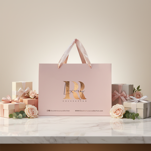 <span class=keywords><strong>Sac</strong></span> en papier personnalisé avec logo <span class=keywords><strong>rose</strong></span> doré, impression numérique de luxe <span class=keywords><strong>rose</strong></span>, papier couché, estampage à chaud, ruban - Product Image 1
