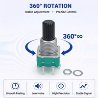 Encodeur rotatif vertical 12 mm à montage sur circuit imprimé avec interrupteur, poignée en plastique, 5 broches, pour table de mixage audio et panneau de commande, ODM OEM, directement de l'usine