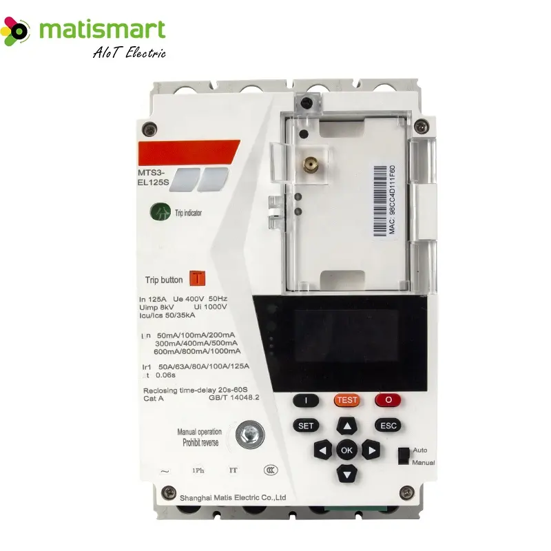 Magnetik MTS3-EL-250A 4 tiang smart meter, MCCB pintar dengan pengukuran pintar RJ45 4G wifi MCCB 250a