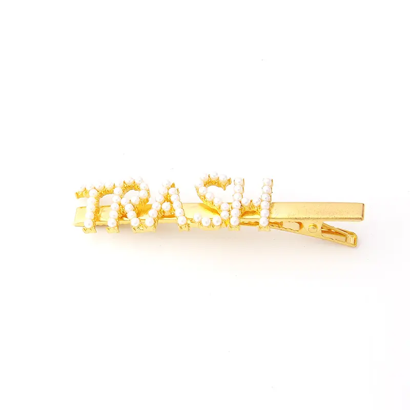 V & R moda mücevherat xupe Taklit altın kaplama saç tokası harfler taklidi elmas saç tokası saç tokası