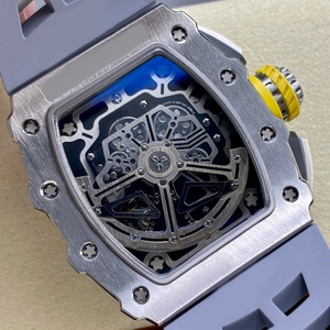 Luxury RM11-03 Style Skeleton Flyback <b>Chronograph</b> <b>Automatic</b> Watch Ti Metal Carbon Tonneau Case Rubber Strap Men Sports Watch - Product Image 5