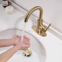 Robinet de cuisine moderne de luxe en acier inoxydable poli, col de cygne haute, mitigeur d'évier à poignée unique avec bonde de vidange intégrée
