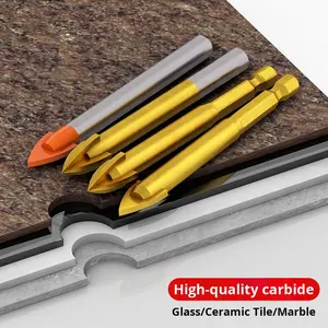 Jeu de forets à carrelage en acier allié à 4 cannelures de 6 mm, ouvre-trou triangulaire, queue hexagonale pour matériaux multiples - Product Image 4