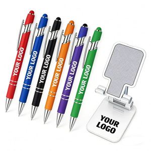 Bolígrafo con Pantalla Táctil de Goma Suave y Logotipo Personalizado para Regalos Promocionales, Bolígrafo de Metal de Aluminio con Punta de Bola y Stylus - Product Image 1