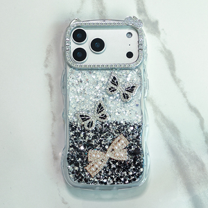 Coque de téléphone de luxe pour femme avec monture d'objectif oreilles de chat, couleur dégradée en époxy et nœud papillon 3D pour iPhone 17 Pro Max 16 15 14 Plus 13 12 - Product Image 2