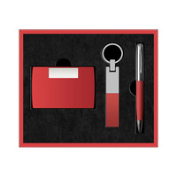 Ensemble de trois pièces de luxe pour cadeau d'affaires : porte-clés, porte-cartes de visite, stylo signature, carnet, emballage personnalisé