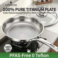 Poêle en titane pour la cuisine domestique, poêle à frire en acier martelé sans revêtement pour cuisinière à gaz et à induction