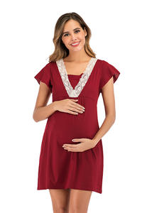 Encaje Patchwork multifuncional madre <span class=keywords><strong>lactancia</strong></span> embarazada elástico comodidad algodón vestido de maternidad para mujeres - Product Image 3