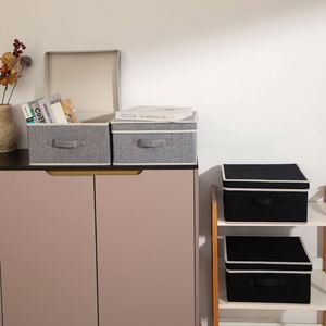 <b>Foldable</b> Storage Organiser <b>Boxe</b> Storage Basket Bins with Lids Handles Clothes Organiser - Product Image 4