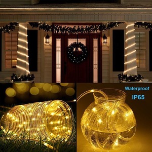 LED Strip <b>Lights</b> 100 Led Chips Flexible Solar Powered Outdoor Holiday Decorations Christmas <b>Tree</b> Lighting String Warm White - Product Image 3