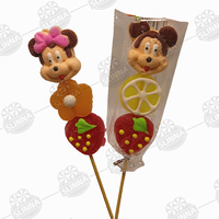 Vente en gros de sucettes Halal Lovely Mickey en forme de dessin animé doux gommeux sucette à mâcher pour enfants Bonbons saveurs de fruits mélangés Boîte en vrac d'emballage