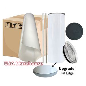 Expédition gratuite depuis l'entrepôt américain : Gobelet isotherme droit en acier inoxydable blanc vierge pour sublimation, 15oz, 20oz, 30oz - Product Image 1