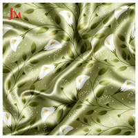 Tissu en satin de polyester de luxe tissé à motif floral imprimé sur mesure, vente en gros pour robes féminines
