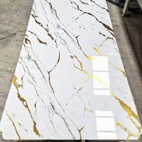 Panneau UV Effet Marbre Feuille d'Or Artistique pour Mur de Fond, en Plastique Microcristallin Haute Brillance, Style Moderne Luxe Léger