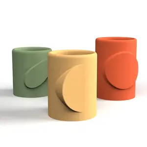 Các Nhà Sản Xuất Bán Buôn Đơn Giản Phong Cách Gốm Ăn Chay Đốt Nến Cup Bảng Top Trang Trí Sáp Đậu Nành Nến Tròn Rỗng Jar