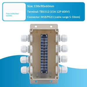 158x90x60mm Waterproof Junction Box Four-in-four-out 15A Terminal Block PG11 Cable Gland <b>Enclosure</b> Terminal box - Product Image 5