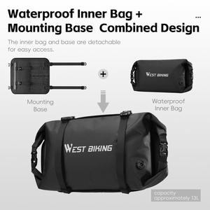 Sac de cadre avant de vélo imperméable 13L pour l'extérieur, en TPU 600D résistant aux rayures, avec sangle détachable, pour guidon - Product Image 4
