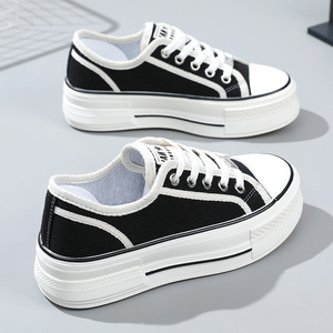 2026 Mocassins en toile classiques polyvalents à lacets pour femme, respirants, à semelle épaisse et rehaussée, intemporels, pour étudiants, Printemps Été Automne - Product Image 3