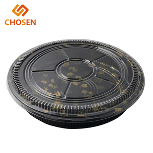 Plastic Sushi Tray Plasticsushi Wholesale Party Black Round Disposable Plastic Sushi Tray With Lid