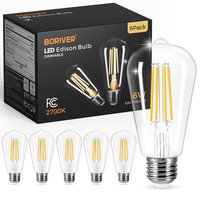 Bombilla LED de Filamento Largo St58Pc de 6W, 2700K, Estilo Retro, Anti-Caída, Alta Transparencia, Control Remoto, Regulable