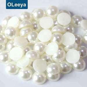 Hạt ngọc trai nhựa ABS nửa tròn, mặt phẳng, màu sắc đa dạng, kích thước từ 2mm-14mm, màu trắng, dùng làm đồ thủ công tự làm, xuất xứ từ nhà máy Oleeya. - Product Image 2