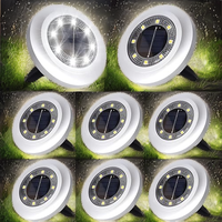 Puncools Lot de 8 petites lampes solaires LED 5W étanches en plastique pour jardin, pelouse, allée, lumière blanche, batterie incluse
