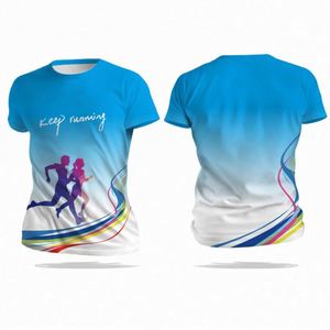 T-shirt promotionnel unisexe 100% polyester, sublimation, sport, coupe ajustée, course à pied, marathon, impression intégrale - Product Image 2