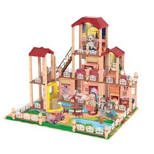 บ้านตุ๊กตาเด็กเล่นบ้าน3D พร้อมอุปกรณ์เสริมสำหรับไฟบ้านของเล่น2024แบบ DIY - Product Image 1