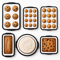 Moule à gâteau rond en silicone de 9 pouces, confettis mouchetés avec bord noir et poignées, antiadhésif, résistant à la chaleur, réutilisable, vente en gros