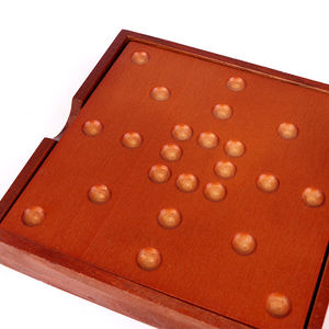 Wooden <strong>Solitaire</strong> Game Classic <strong>Board</strong> Game Marble Chess Mind Game 14cm Round <strong>Board</strong> with Wooden Balls - Product Image 3