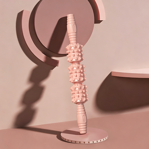 Rodillo de masaje rosa con nodos texturizados para alivio muscular y terapia corporal - Product Image 1