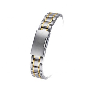 Bracelet de montre de vente d'usine 14 <span class=keywords><strong>16</strong></span> 18 20 22 24 26mm coude à arc plat classique cinq perles bracelet de montre en acier inoxydable - Product Image 2