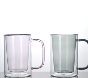 Custom mano soffiato ad alta borosilicato trasparente a doppia parete bicchiere vetro grigio fumo <span class=keywords><strong>caffè</strong></span> latte tazza da tè - Product Image 3