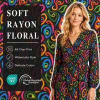 Tissu en rayonne à imprimé floral personnalisable pour robes femme et fille – Doux, confortable, écologique, léger et respirant