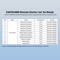 Démarreur à distance unidirectionnel Plug & Play compatible avec Mazda CX3/CX4/CX5/CX8/CX30, bouton-poussoir OEM 2/3 touches et moteur à essence