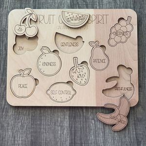 Christian <b>Montessori</b> <b>Toy</b> Gift Fruit of the Spirit Puzzle Wood Crafts for Wall Signs and Wooden Boxes - Product Image 4