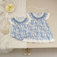 Nouvelle Robe d'Été 2026 à Volants Floraux, Barboteuse Bébé en Coton, Robe pour Tout-Petits avec Col en Dentelle et Tenue Fleurie pour Sœur