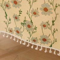 Nappe en polyester brodée exquise, style pastoral français floral, décoration de luxe pour la table à manger et la décoration intérieure