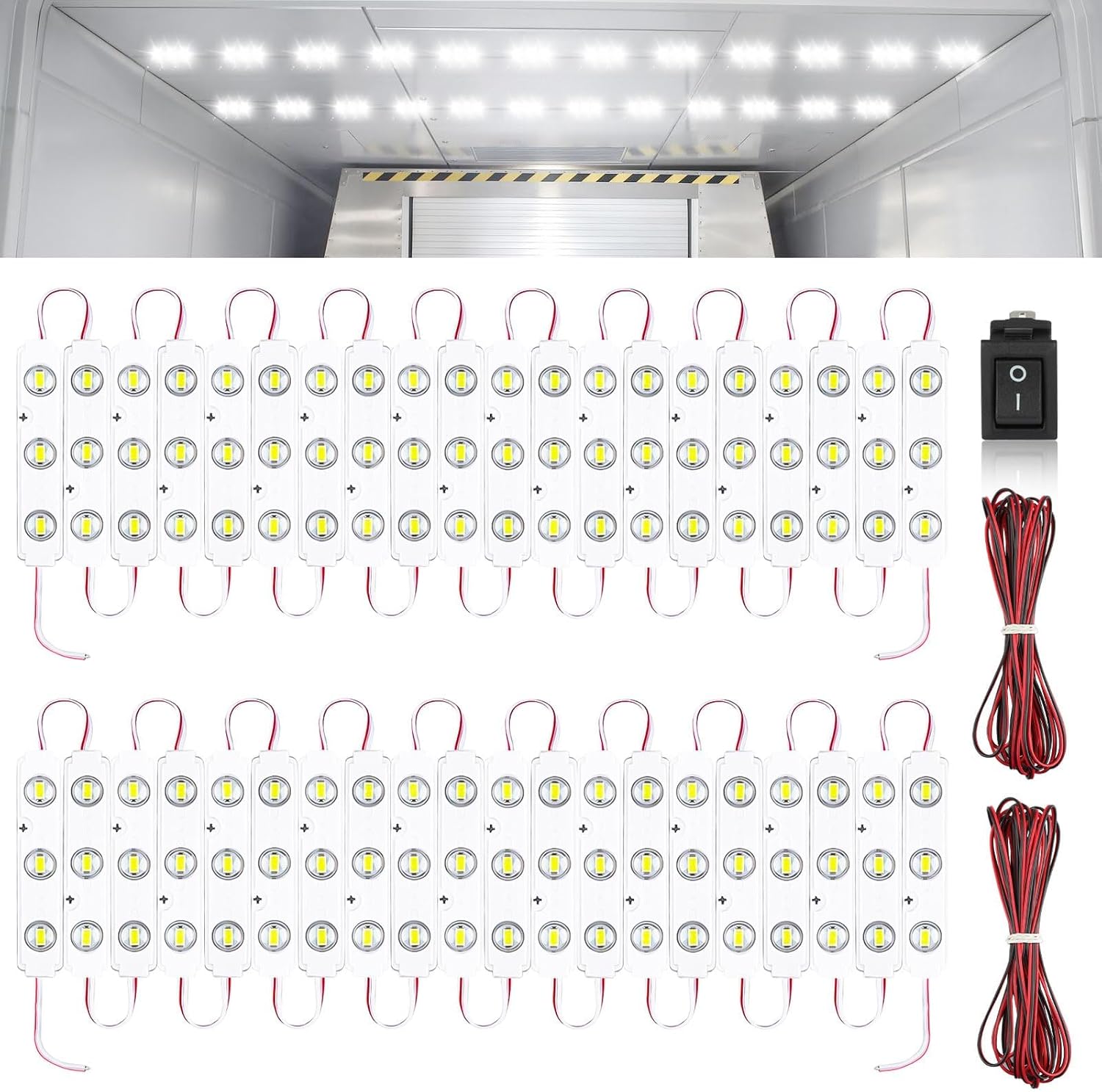Intérieur de fourgonnette blanche à 120 LED