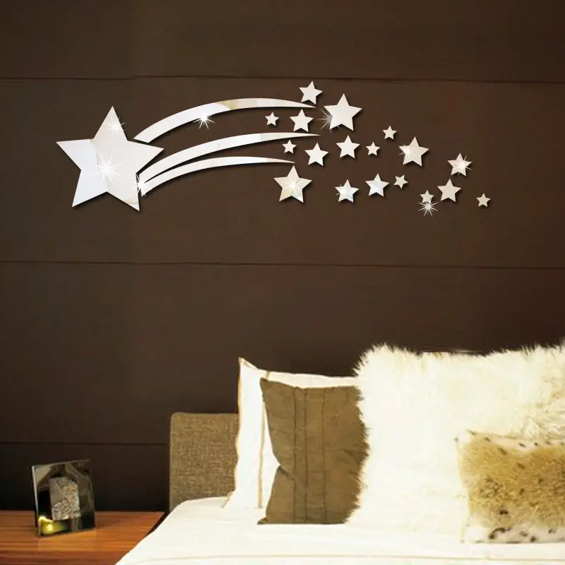 Hot Sale Children Room Stars Wallpaper Mirror Wall Decor 3D Living Room Decorative Stickers Acrylic Wall Decals For Kids Room