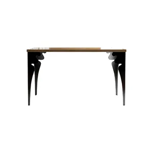 Mesas de barra de color estrechas largas con patas de metal negro y parte superior de madera maciza moderna de lujo a la venta