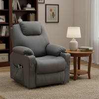Fauteuil inclinable électrique moderne avec fonction de levage pour personnes âgées et massage chauffant, revêtement en tissu, pour la relaxation, structure métallique