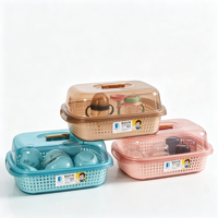Égouttoir à vaisselle en plastique anti-poussière avec couvercle, panier de rangement pour biberons, organisateur de couverts de cuisine, vente en gros