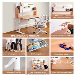 Thiết kế mới nhất bằng gỗ Ergonomic trẻ em đọc bảng với kệ sách đồ nội thất nhà Chiều cao có thể điều chỉnh nghiên cứu bàn cho trẻ em - Product Image 4