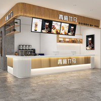 Qianhao - Mobilier de bureau commercial de luxe léger de style médiéval, ensemble complet en MDF carré, bureau de réception pour restaurant