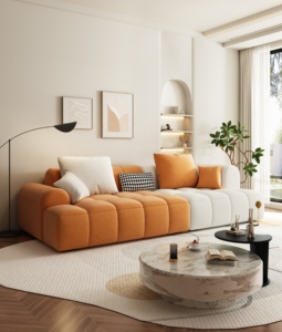 Ensemble de canapés <span class=keywords><strong>Chesterfield</strong></span> modernes Mufang à trois places - Canapé en tissu <span class=keywords><strong>couleur</strong></span> crème pour hôtel et salon - Product Image 3