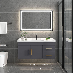 Meubles de <span class=keywords><strong>Salle</strong></span> de <span class=keywords><strong>Bain</strong></span> Modernes de Luxe avec Lavabo Simple, Miroir Intelligent <span class=keywords><strong>et</strong></span> Armoire Latérale en <span class=keywords><strong>Bois</strong></span> Massif - Product Image 4