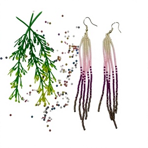 Nouvelles Boucles d'Oreilles Bohèmes Plaqué Or avec Franges de Perles, Bijoux Longs Multicolores de Haute Qualité pour Femmes - Product Image 4