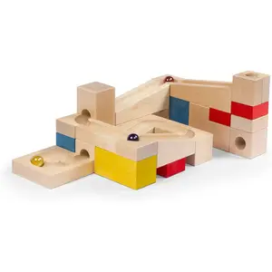 Gran oferta de laberinto de carreras de canicas para niños, pista de construcción creativa, Tobogán de bolas, bloques de construcción de madera, juego de bloques grandes, juguete